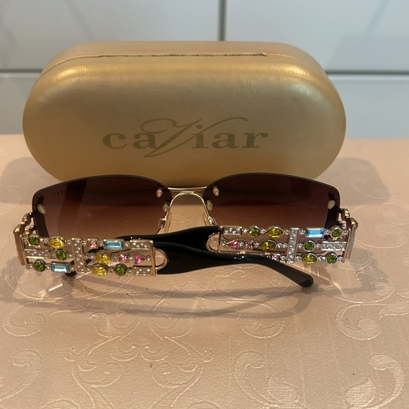 Caviar Sunglasses with Swarovski Multicolor Crystals Metal Frame - Picture 6 of 7